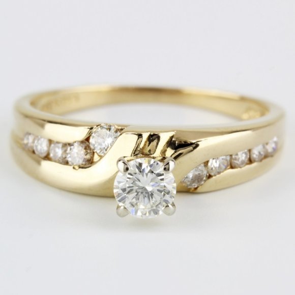 14K Yellow Gold Diamond Engagement Ring by Crescent - Picture 1 of 7